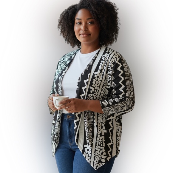 Sandro Open Cardigan Top Asymmetrical Hem Silky Soft Ruched Arms - Picture 1 of 5